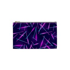 Retrowave Aesthetic Vaporwave Retro Memphis Pattern 80s Design Geometric Shapes Futurist Purple Pink Blue Neon Light Cosmetic Bag (small) by genx