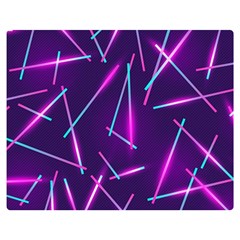 Retrowave Aesthetic Vaporwave Retro Memphis Pattern 80s Design Geometric Shapes Futurist Purple Pink Blue Neon Light Double Sided Flano Blanket (medium)  by genx