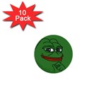 Pepe The Frog Smug face with smile and hand on chin meme Kekistan all over print green 1  Mini Buttons (10 pack) 