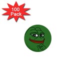 Pepe The Frog Smug face with smile and hand on chin meme Kekistan all over print green 1  Mini Buttons (100 pack) 