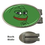 Pepe The Frog Smug face with smile and hand on chin meme Kekistan all over print green Money Clips (Oval) 