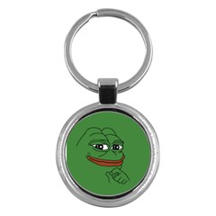 Pepe The Frog Smug Face With Smile And Hand On Chin Meme Kekistan All Over Print Green Key Chain (round) by snek