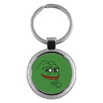 Pepe The Frog Smug face with smile and hand on chin meme Kekistan all over print green Key Chain (Round) Front
