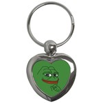 Pepe The Frog Smug face with smile and hand on chin meme Kekistan all over print green Key Chain (Heart)