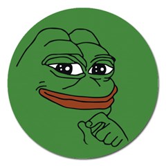 Pepe The Frog Smug Face With Smile And Hand On Chin Meme Kekistan All Over Print Green Magnet 5  (round) by snek