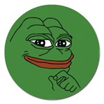 Pepe The Frog Smug face with smile and hand on chin meme Kekistan all over print green Magnet 5  (Round)