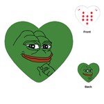 Pepe The Frog Smug face with smile and hand on chin meme Kekistan all over print green Playing Cards Single Design (Heart)