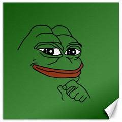 Pepe The Frog Smug Face With Smile And Hand On Chin Meme Kekistan All Over Print Green Canvas 20  X 20  by snek