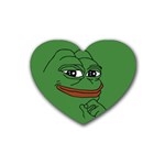 Pepe The Frog Smug face with smile and hand on chin meme Kekistan all over print green Rubber Coaster (Heart) 