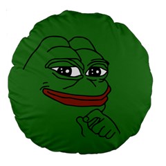 Pepe The Frog Smug Face With Smile And Hand On Chin Meme Kekistan All Over Print Green Large 18  Premium Round Cushions by snek