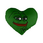 Pepe The Frog Smug face with smile and hand on chin meme Kekistan all over print green Standard 16  Premium Heart Shape Cushions