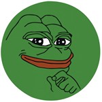 Pepe The Frog Smug face with smile and hand on chin meme Kekistan all over print green Wooden Bottle Opener (Round)