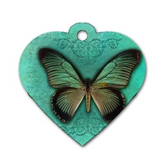 Butterfly Background Vintage Old Grunge Dog Tag Heart (two Sides) by Amaryn4rt