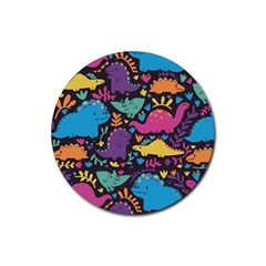 Dino Cute Rubber Round Coaster (4 Pack)  by Mjdaluz