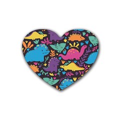 Dino Cute Rubber Coaster (heart)  by Mjdaluz