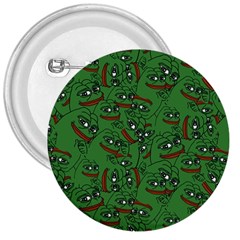 Pepe The Frog Perfect A-ok Handsign Pattern Praise Kek Kekistan Smug Smile Meme Green Background 3  Buttons by snek