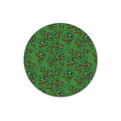 Pepe The Frog Perfect A-ok Handsign Pattern Praise Kek Kekistan Smug Smile Meme Green Background Magnet 3  (round) by snek