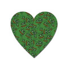 Pepe The Frog Perfect A-ok Handsign Pattern Praise Kek Kekistan Smug Smile Meme Green Background Heart Magnet by snek