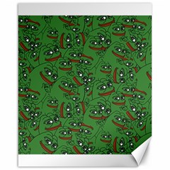 Pepe The Frog Perfect A-ok Handsign Pattern Praise Kek Kekistan Smug Smile Meme Green Background Canvas 16  X 20  by snek