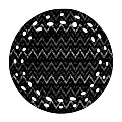 Chevrons Noir / Gris Round Filigree Ornament (two Sides) by kcreatif