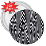 Abstrait Lignes Blanc/Noir 3  Buttons (100 pack) 