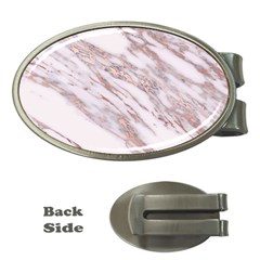 Marble With Metallic Rose Gold Intrusions On Gray White Stone Texture Pastel Pink Background Money Clips (oval)  by genx