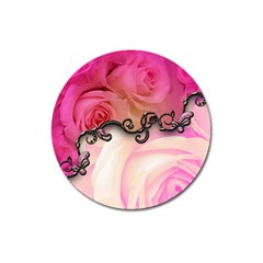 Decorative Elegant Roses Magnet 3  (round) by FantasyWorld7