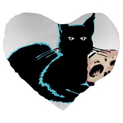 Black Cat & Halloween Skull Large 19  Premium Flano Heart Shape Cushions by gothicandhalloweenstore
