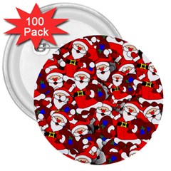 Nicholas Santa Christmas Pattern 3  Buttons (100 Pack)  by Wegoenart