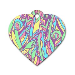 Feathers Pattern Dog Tag Heart (one Side)