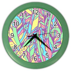 Feathers Pattern Color Wall Clock