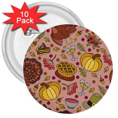 Thanksgiving Pattern 3  Buttons (10 Pack)  by Sobalvarro