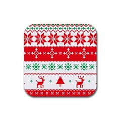 Ugly Christmas Sweater Pattern Rubber Square Coaster (4 Pack)  by Sobalvarro