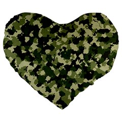 Dark Green Camouflage Army Large 19  Premium Heart Shape Cushions by McCallaCoultureArmyShop