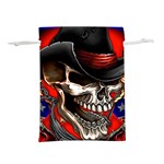 Confederate Flag Usa America United States Csa Civil War Rebel Dixie Military Poster Skull Lightweight Drawstring Pouch (M)