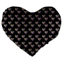 Patchwork Heart Black Large 19  Premium Heart Shape Cushions by snowwhitegirl