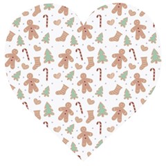 Ginger Christmas Pattern Wooden Puzzle Heart by designsbymallika