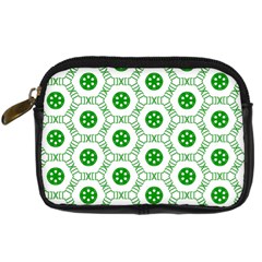 White Green Shapes Digital Camera Leather Case