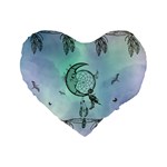 Dreamcatcher With Moon And Feathers Standard 16  Premium Flano Heart Shape Cushions Front