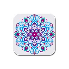 Mandala Blue Rubber Square Coaster (4 Pack)  by designsbymallika