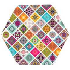 Ethnic Mandala Pattern Wooden Puzzle Hexagon by designsbymallika