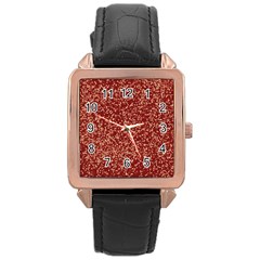 Burgundy Red Confetti Pattern Abstract Art Rose Gold Leather Watch  by yoursparklingshop