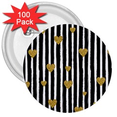 Stripes Heart Pattern 3  Buttons (100 Pack)  by designsbymallika