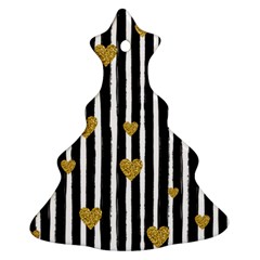 Stripes Heart Pattern Christmas Tree Ornament (two Sides) by designsbymallika