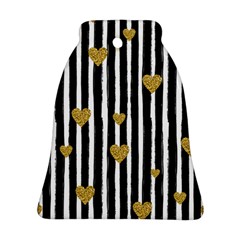 Stripes Heart Pattern Bell Ornament (two Sides) by designsbymallika