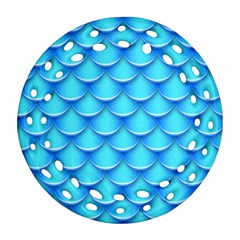 Blue Scale Pattern Ornament (round Filigree) by designsbymallika
