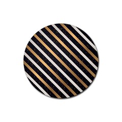 Metallic Stripes Pattern Rubber Coaster (round)  by designsbymallika