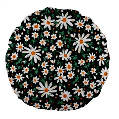 White Floral Pattern Large 18  Premium Round Cushions by designsbymallika