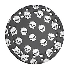 White Skull Pattern Ornament (round Filigree) by designsbymallika