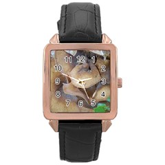 Close Up Mushroom Abstract Rose Gold Leather Watch  by Fractalsandkaleidoscopes